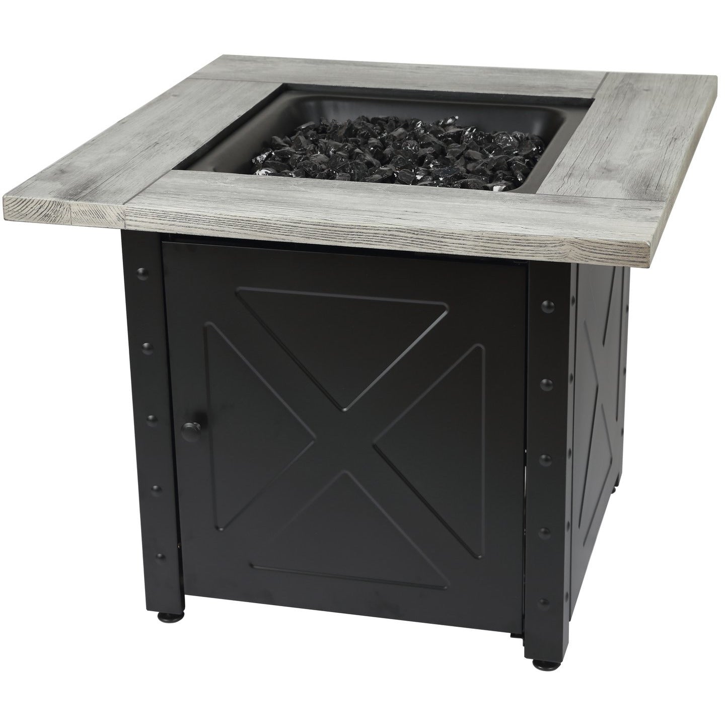 Endless Summer The Mason, 30" Square Gas Outdoor Fire Pit with Printed Wood Lat look Cement Resin Mantel GAD15300ES freeshipping - Luxury Tech Inc.