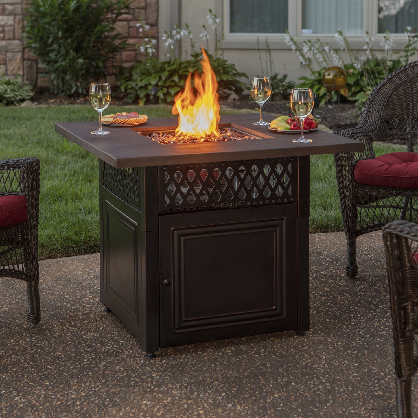 Endless Summer The Donovan, Dual Heat LP Gas Outdoor Fire Pit/Patio Heater with Wood Look Resin Mantel GAD19102ES freeshipping - Luxury Tech Inc.