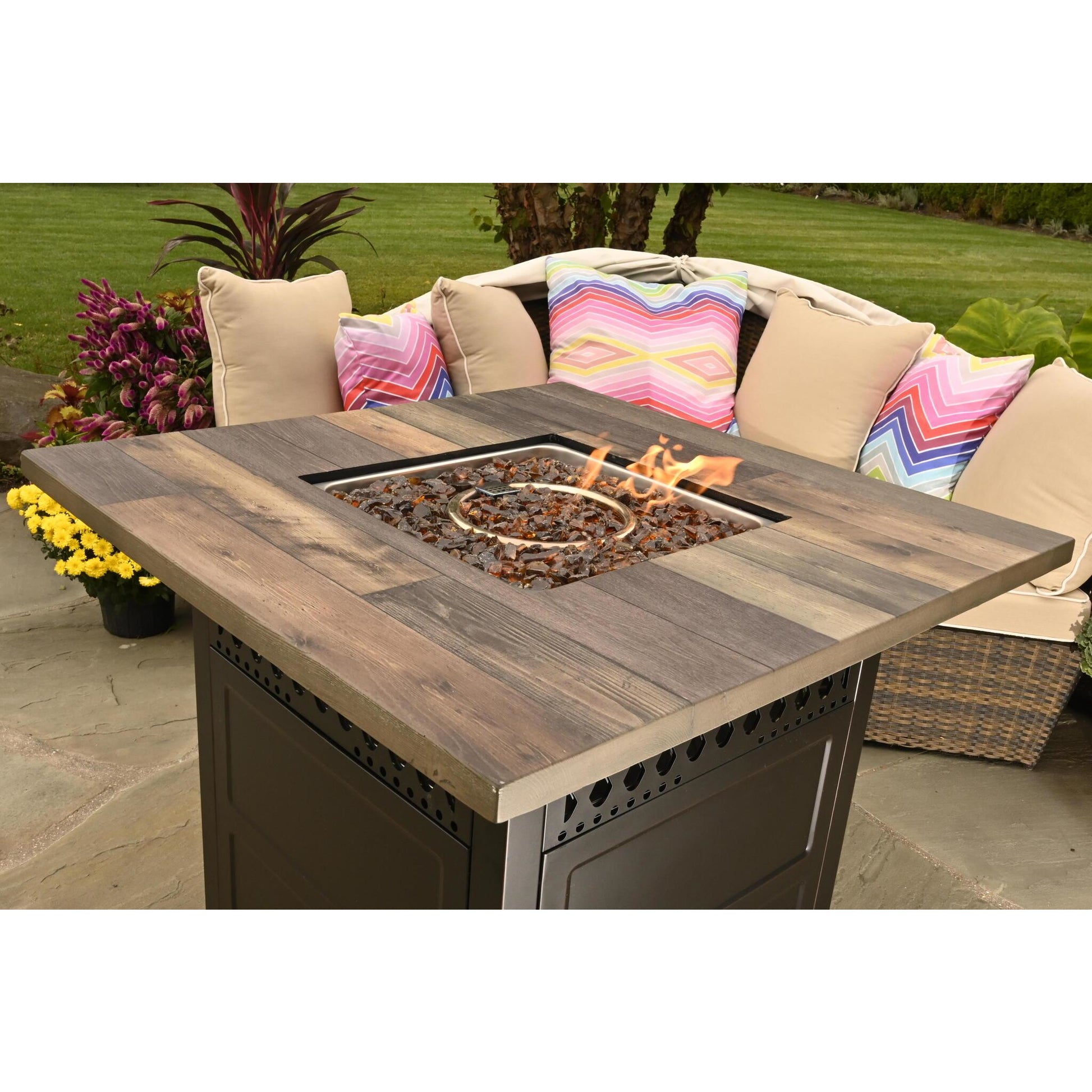 Endless Summer The Harris. Dual Heat LP Gas Outdoor Fire Pit/Patio Heater with Wood Look Resin Mantel GAD19103ES freeshipping - Luxury Tech Inc.