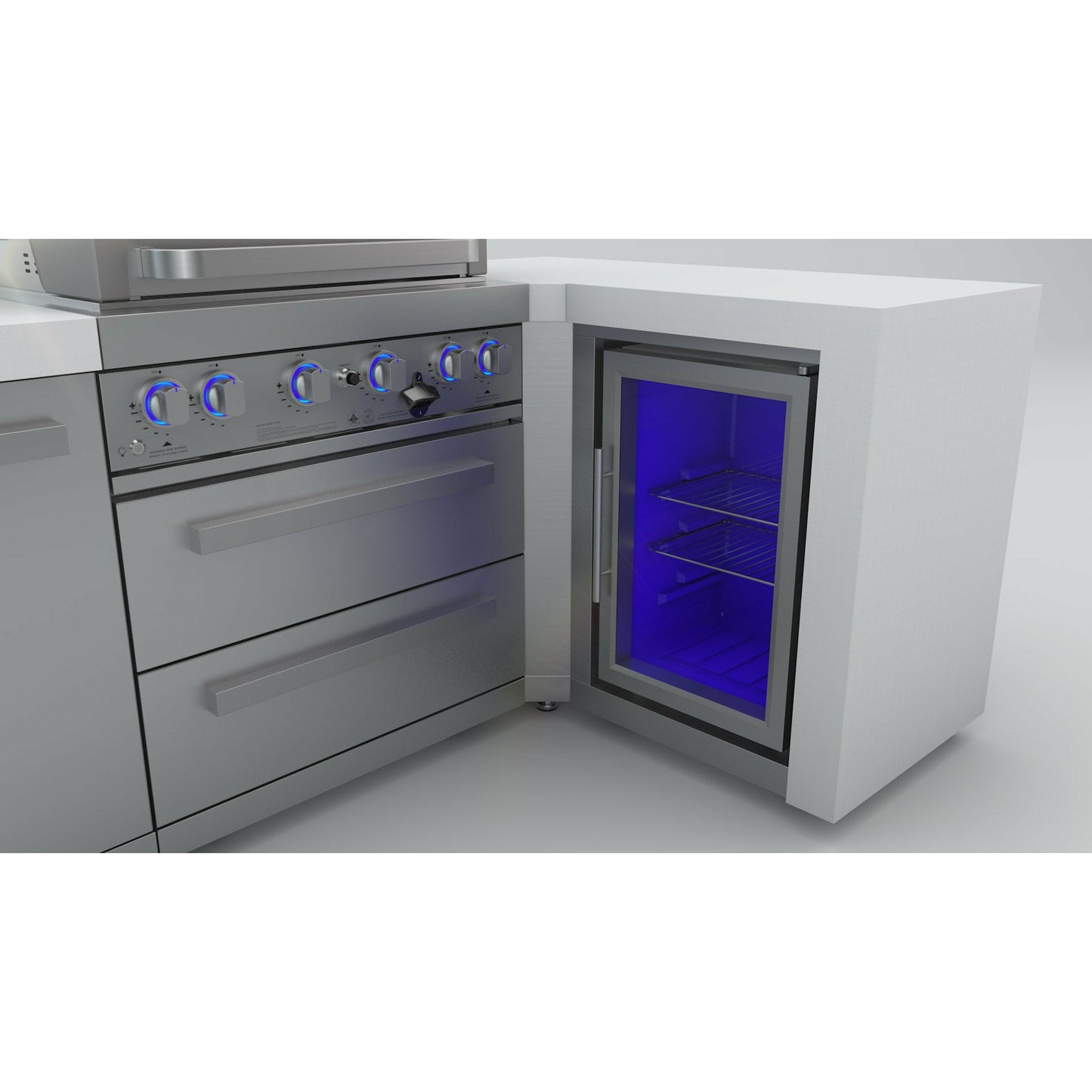 Mont Alpi 400 Deluxe Island With 90 Degree Corner And Fridge Cabinet - MAi400-D90FC freeshipping - Luxury Tech Inc.