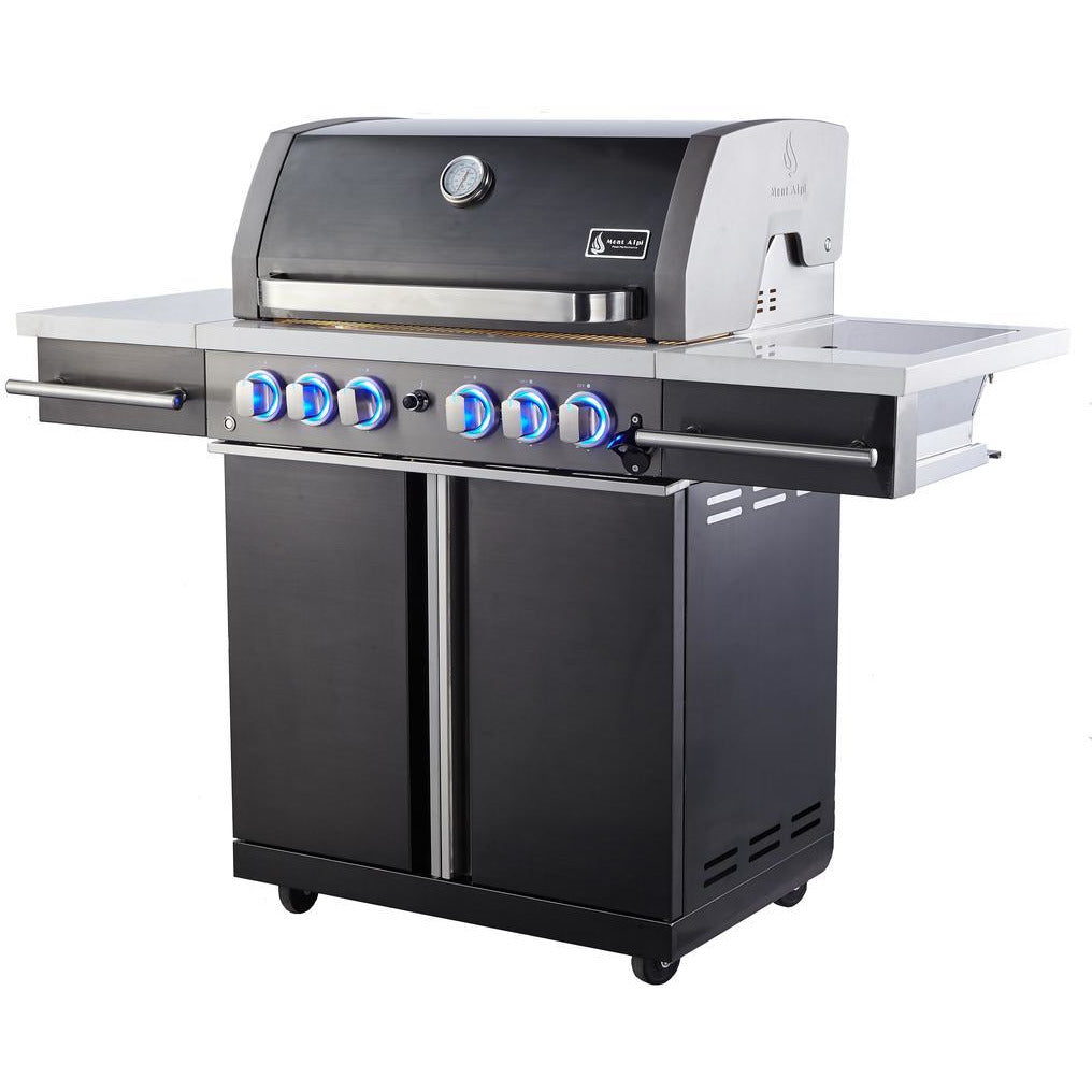 Mont Alpi Supreme 4 Burner Cart Grill in Black Stainless Steel -  S-470 freeshipping - Luxury Tech Inc.
