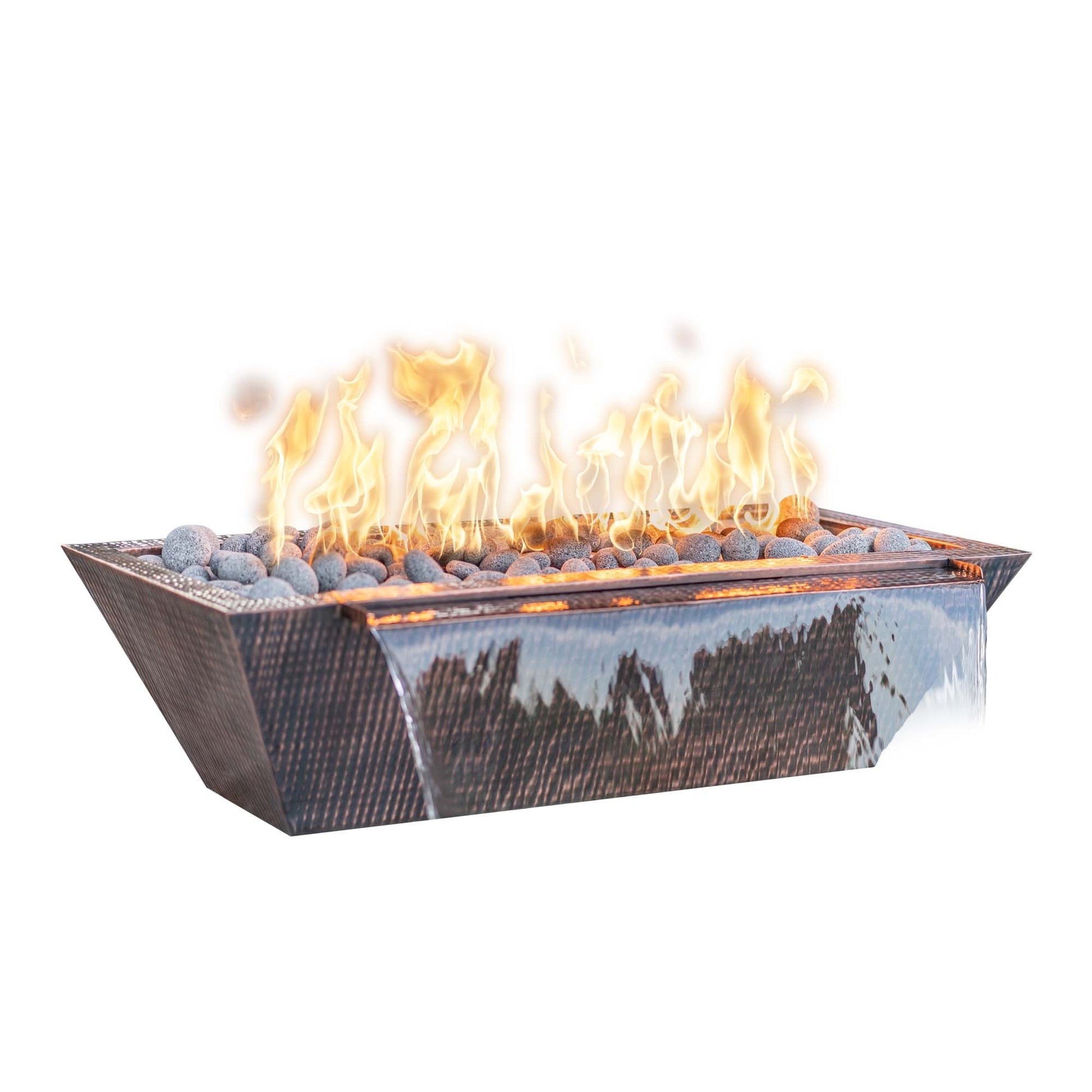 The Outdoor Plus Linear Maya Hammered Copper Fire & Water Bowl - OPT-MCFW freeshipping - Luxury Tech Inc.