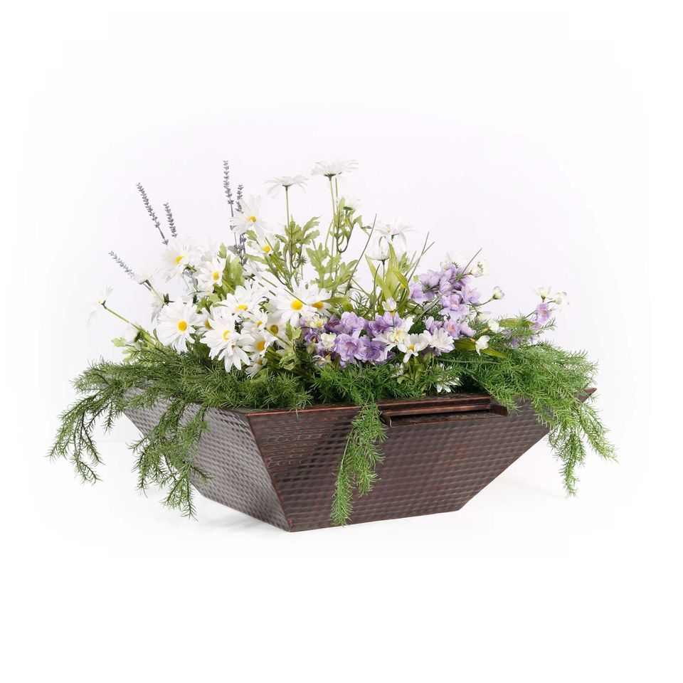 The Outdoor Plus Maya Hammered Copper Planter with Water Bowl - OPT-SCPW freeshipping - Luxury Tech Inc.